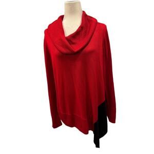 Calvin Klein Red and Black Cow Neck Sweater - Size Large